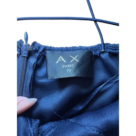 AX Paris Navy‎ Blue Lace Applique Strappy Bodycon Midi Dress Size 10